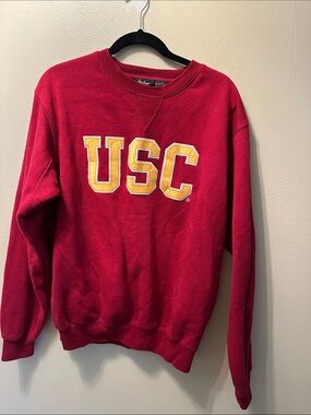 Heritage Red USC Crewneck Sweatshirt with Gold Appliqué Logo